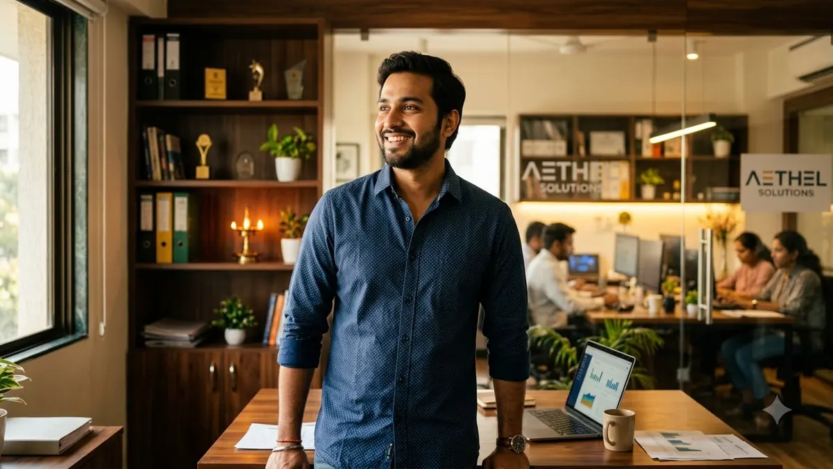 Indian business owner reviewing business growth and timing concerns