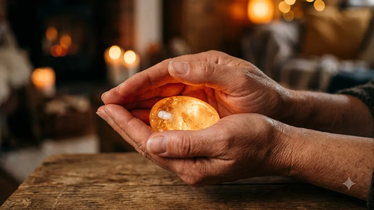 Hands holding a protective light during a spiritual practice