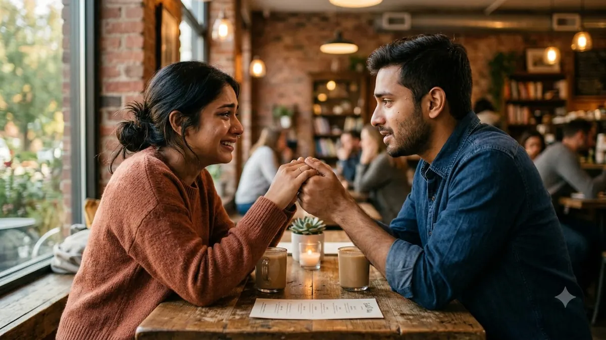 Couple reconnecting after resolving relationship differences